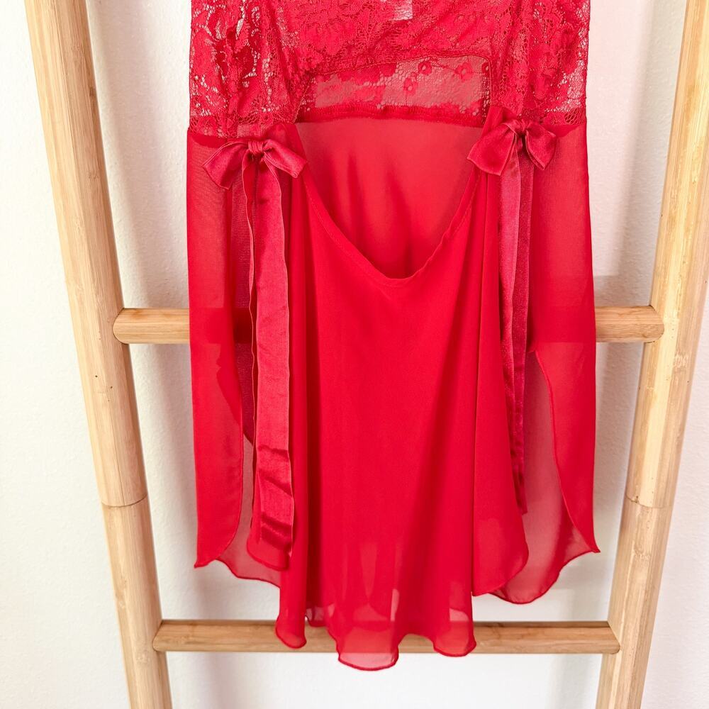 Victoria’s Secret Red Lace Sheer Babydoll Chemise Nightgown Y2K XS - Picture 6 of 8